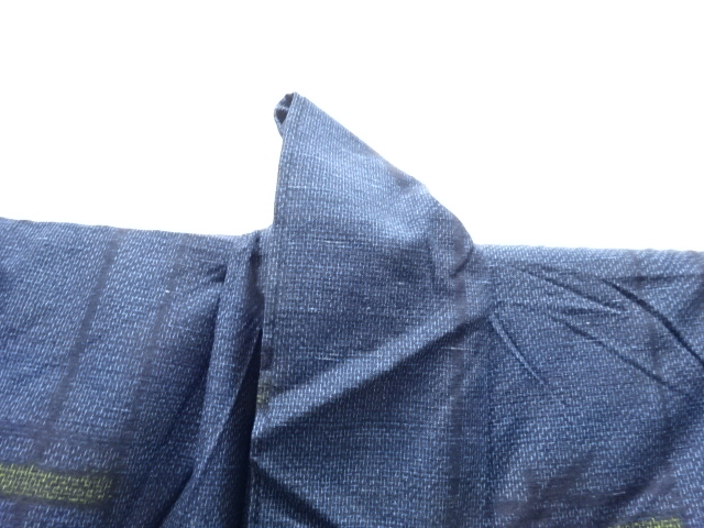  竹笹模様織り出し十日町紬着物